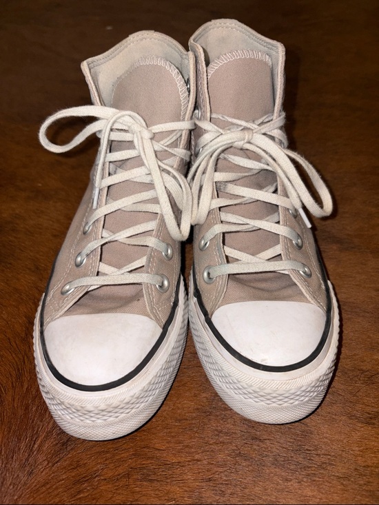 Converse Shoes - Converse High-Top Canvas Sneakers in Light Taupe and White